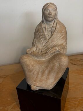 Austin Sculpture Stone Seated Squaw by James Marshall Native American Art